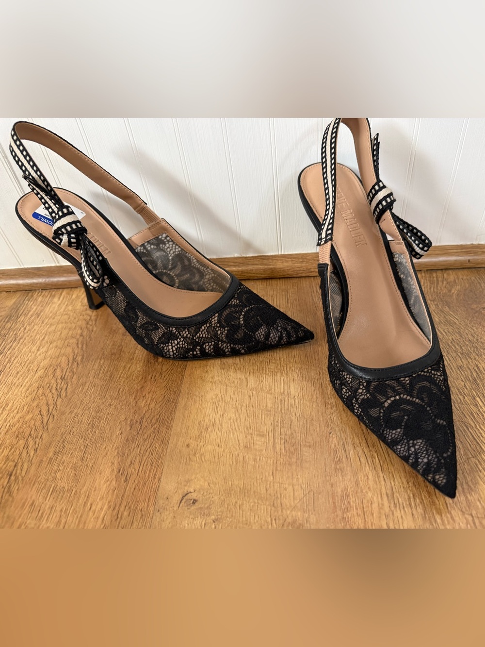 Steve Madden Black Lace Pointed Slingback Heels